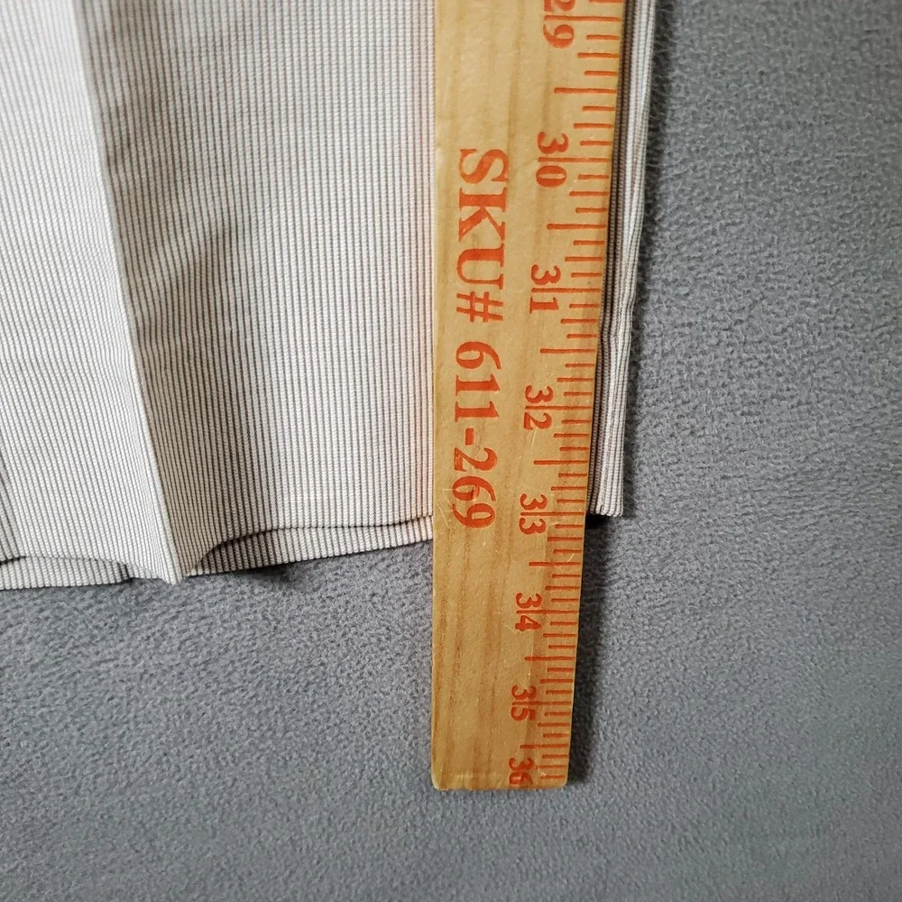 Alan Flusser Pants Mens 36x32 Ivory Pinstripe Cotton Twill Stretch Preppy Office